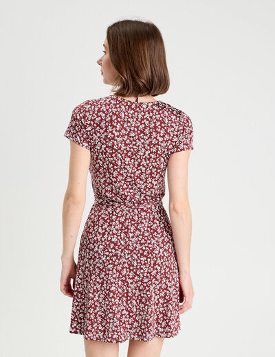 Robe évasée boutonnée marron cognac femme