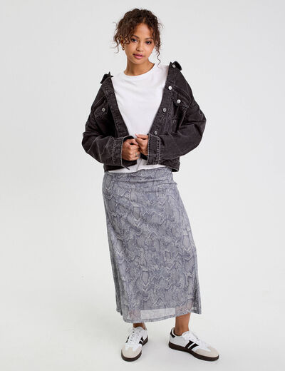 Jupe longue évasée bleu gris femme