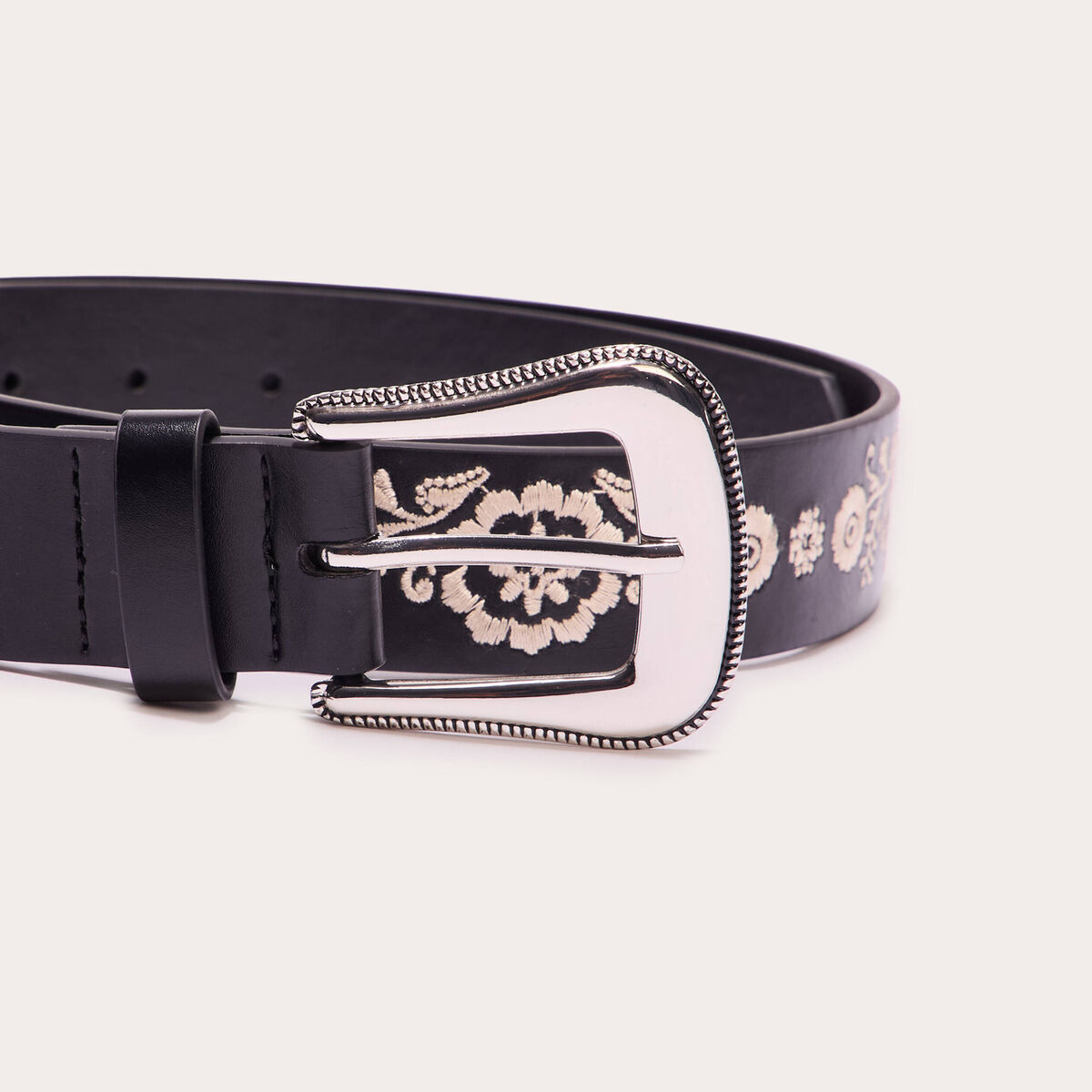 Ceinture brodée noir femme