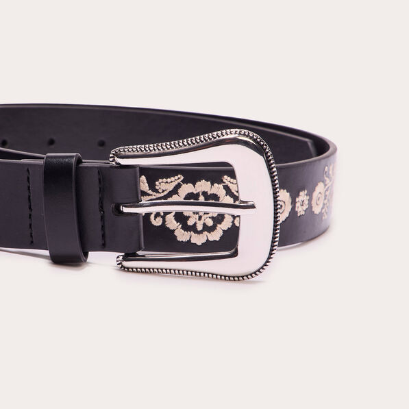 Ceinture brodée noir femme