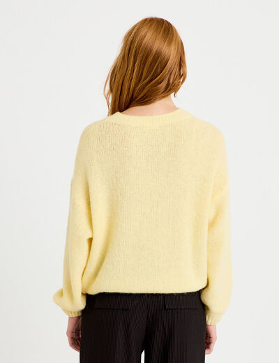 Pull manches longues jaune pastel femme