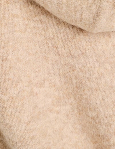 Gilet manches longues capuche beige femme