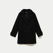 Manteau col classique manches longues noir femme