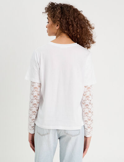 T-shirt oversize 2-en-1 blanc femme