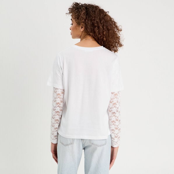 t shirt oversize 2 en 1 blanc femme T-shirt oversize 2-en-1 blanc femme