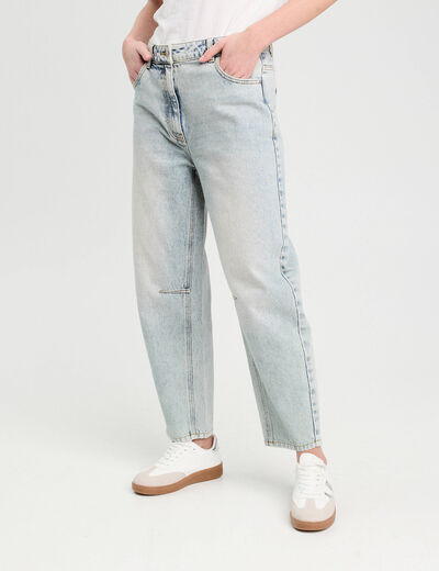 Jeans balloon denim bleach femme