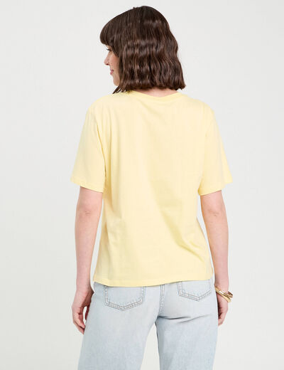 T-shirt manches courtes jaune clair femme