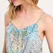 Robe évasée volants bleu femme