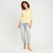 Blouse manches 3/4 nouée jaune moutarde femme