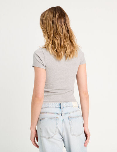 T -shirt manches courtes gris clair femme