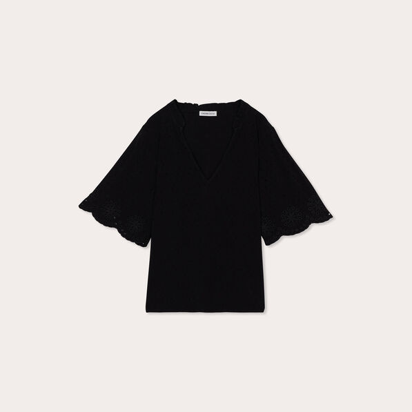 blouse manches courtes brodee noir femme Blouse manches courtes brodée noir femme