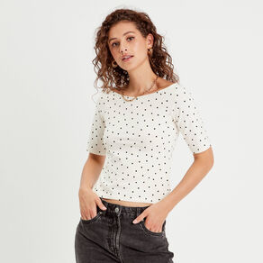 T-shirt col bateau blanc femme