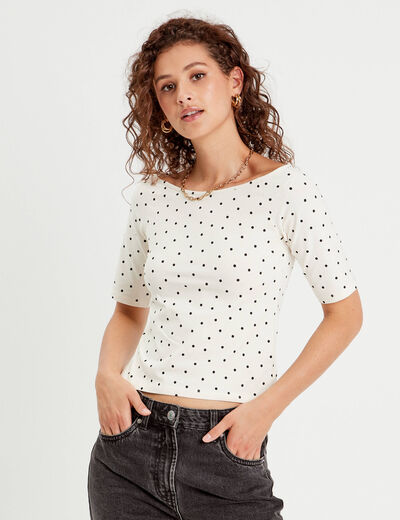 T-shirt col bateau blanc femme