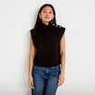 Pull droit sans manches col montant noir femme