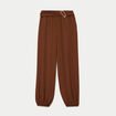 Pantalon bouffant taille standard marron femme