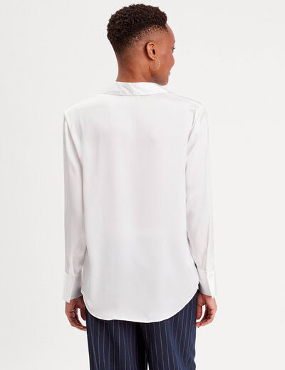 Chemise manches longues satin blanc femme
