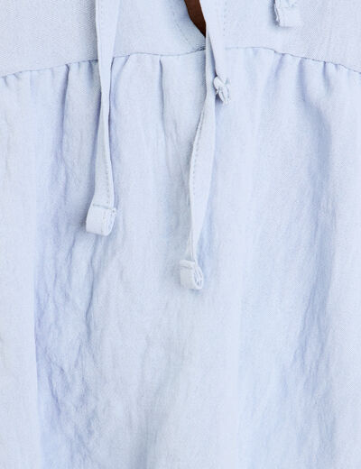 Blouse col claudine denim snow gris femme