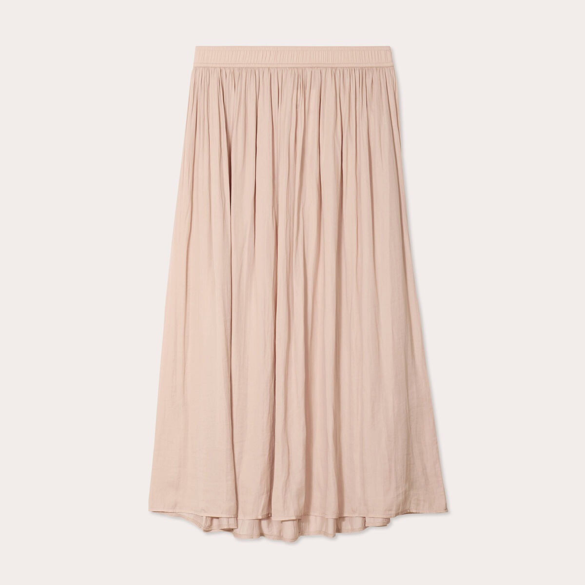 Jupe longue évasée effet satin sable femme