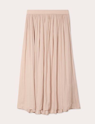 Jupe longue évasée effet satin sable femme