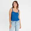 Débardeur tricot cropped bleu electrique femme