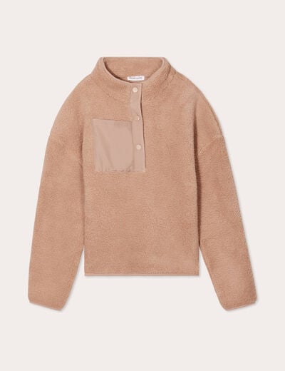 Sweat effet polaire beige femme