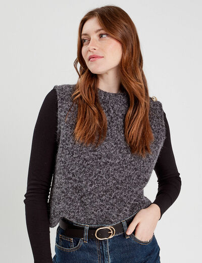 Pull sans manches gris foncé femme