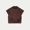 Veste sans manches bouclette col rond marron clair femme