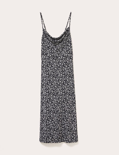 Robe longue ajustée noir femme