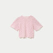 T-shirt macram&eacute; col rond rose clair femme