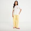 T-shirt col rond manches courtes ecru femme