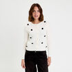 Gilet fleurs en relief ecru femme