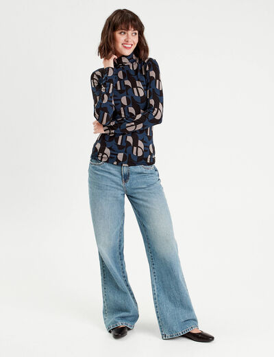 T-shirt manches longues bleu femme