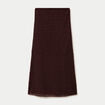 Jupe longue droite en dentelle marron femme