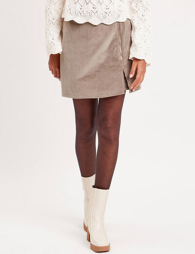Jupe-short moulante velours vert kaki femme