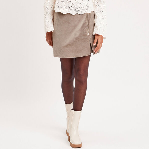 Jupe-short moulante velours vert kaki femme