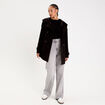 Manteau ajust&eacute; 3/4 &agrave; capuche noir femme