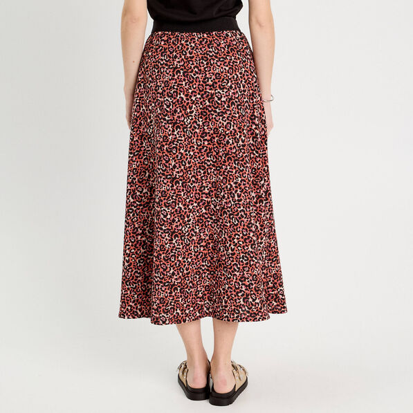 Jupe longue évasée rouge femme