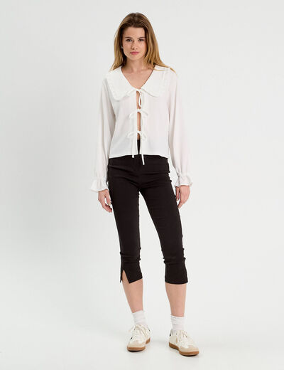 Pantalon capri ajusté 7/8ème noir femme