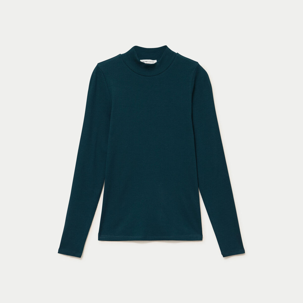 T-shirt ajust&eacute; manches longues vert fonc&eacute; femme
