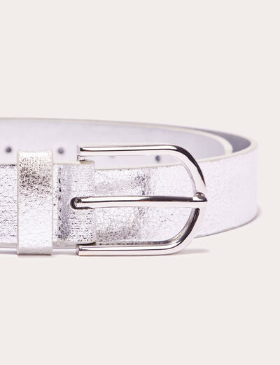 Ceinture métallisée gris argent femme