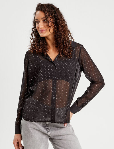Chemise manches longues noir femme