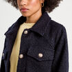 Veste boutonnée bouclette bleu marine femme