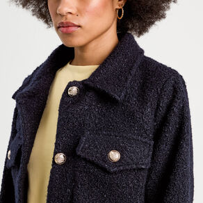veste boutonnee bouclette bleu marine femme Veste boutonnée bouclette bleu marine femme