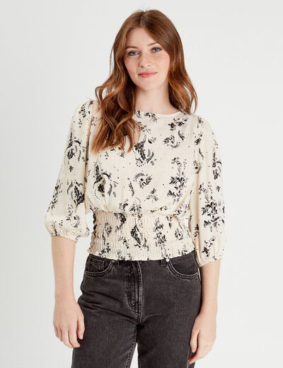Blouse manches 3/4 blanc femme