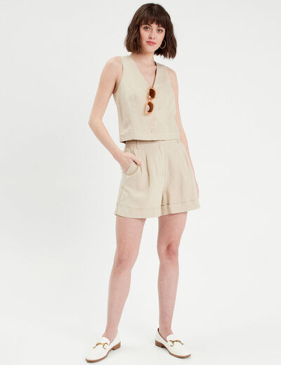 Veston sans manches beige femme