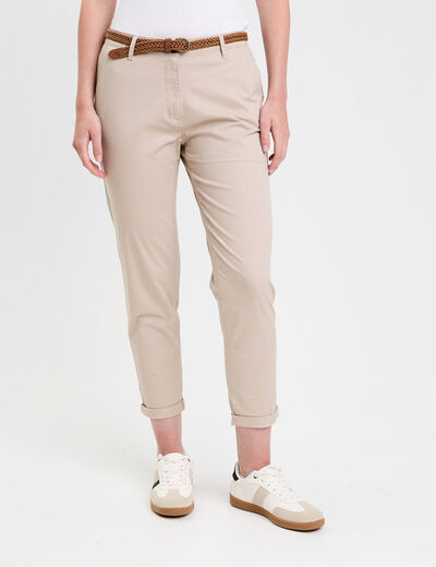 Pantalon chino 7/8ème beige femme