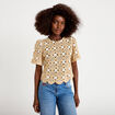 T-shirt manches courtes aspect dentelle sable femme