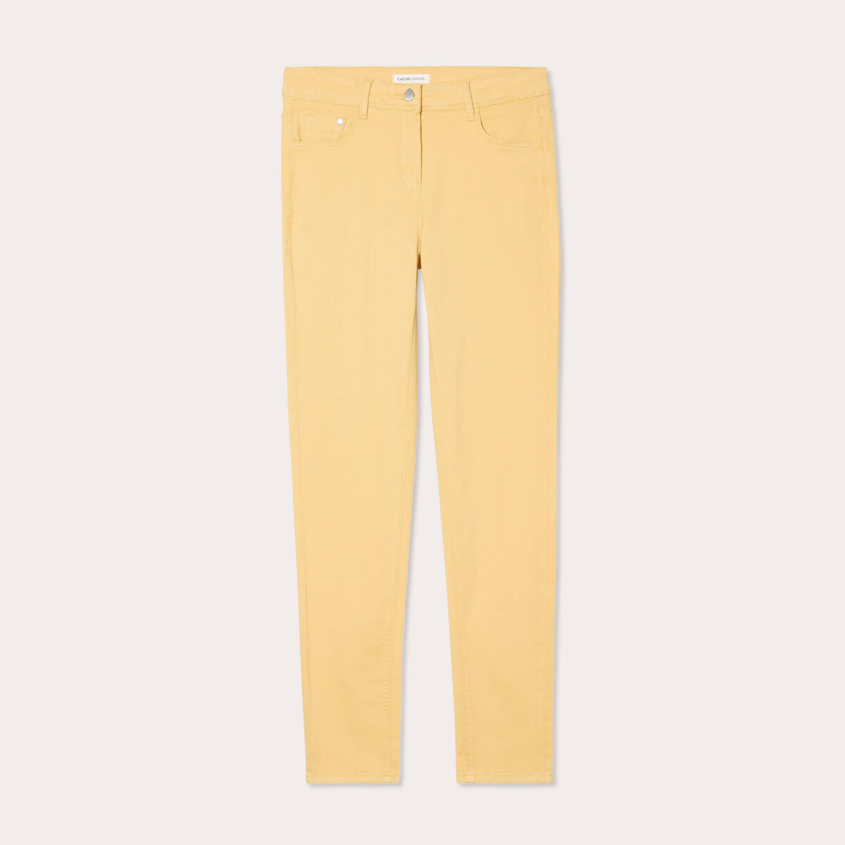 Jeans slim 5 poches jaune clair femme