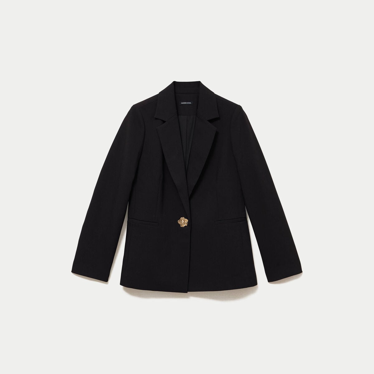 Blazer droit manches longues noir femme