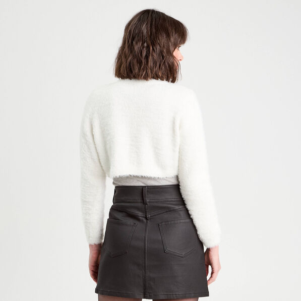 Gilet boléro manches longues ecru femme